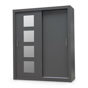TIMEA 180 moderná šatníková skriňa so zrkadlom a posuvnými dverami, antracit