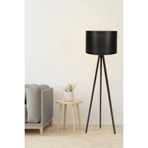 LIAM moderná stojacia lampa s dreveným podstavcom, čierna/orech