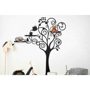 CREATIVE kovová nástenná dekorácia s motivom stromu s policami a háčikmi na zavesenie