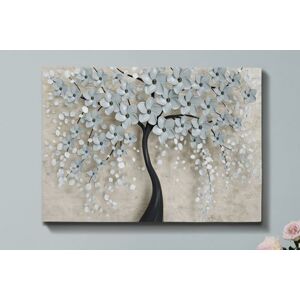 OKSAY nástenný obraz na plátne s motivom stromu s bielymi kvetmi